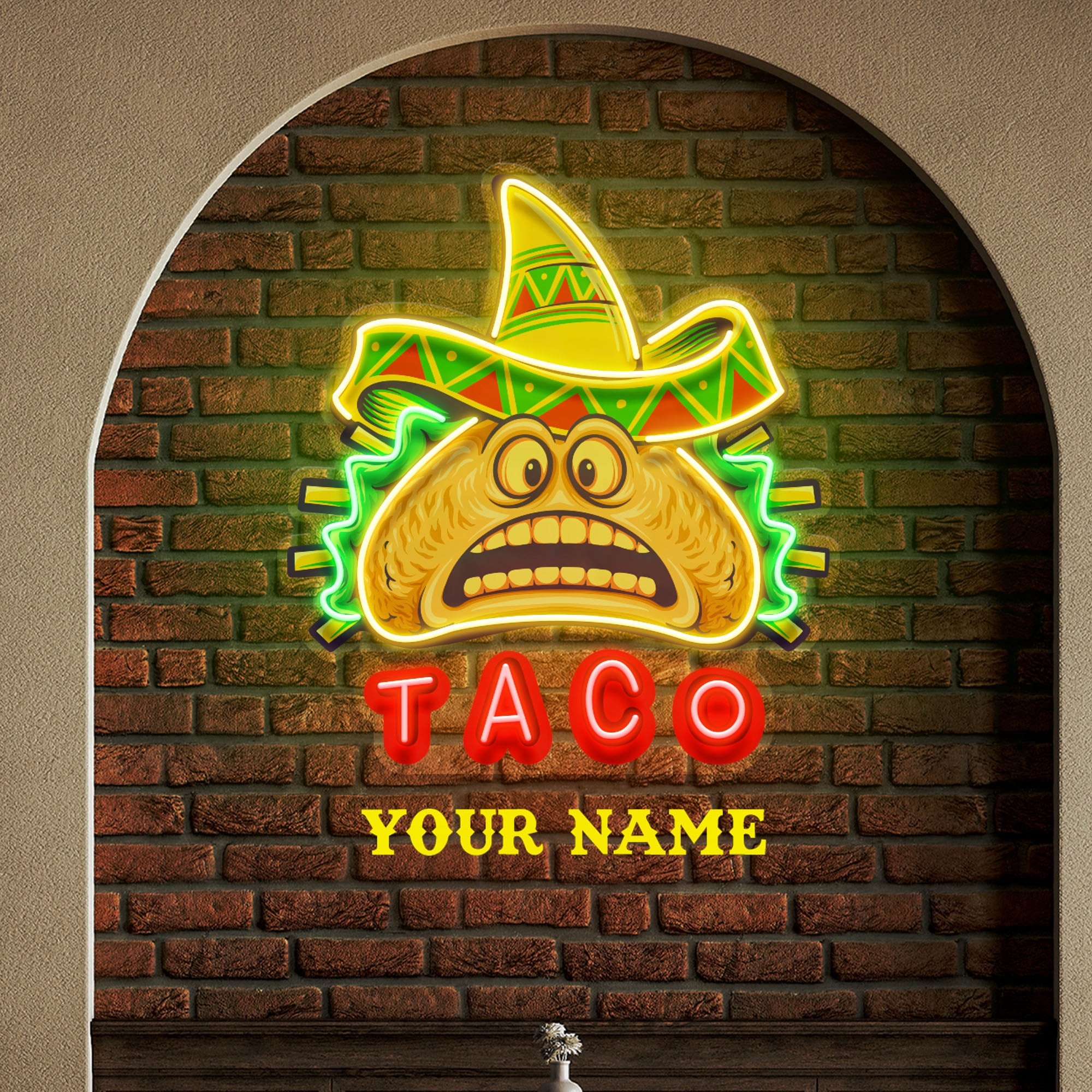 Fast Taco Sign Custom Name Funny Tacos Mexican Fast Food Artwork Led Neon Sign Light