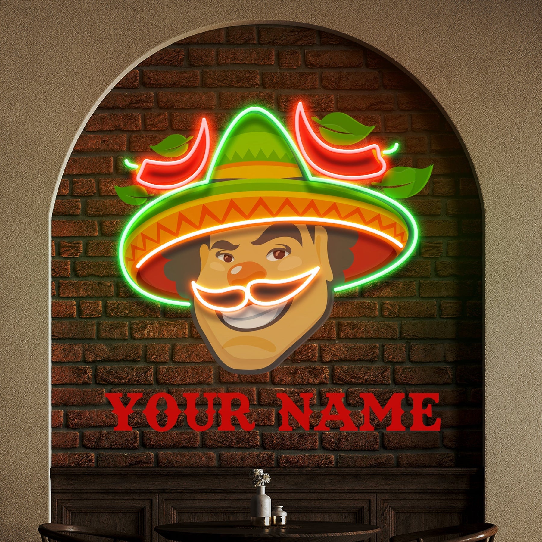 Custom Name Mexican Man Logo Royalty Artwork Led Neon Sign Light