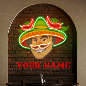 Custom Name Mexican Man Logo Royalty Artwork Led Neon Sign Light