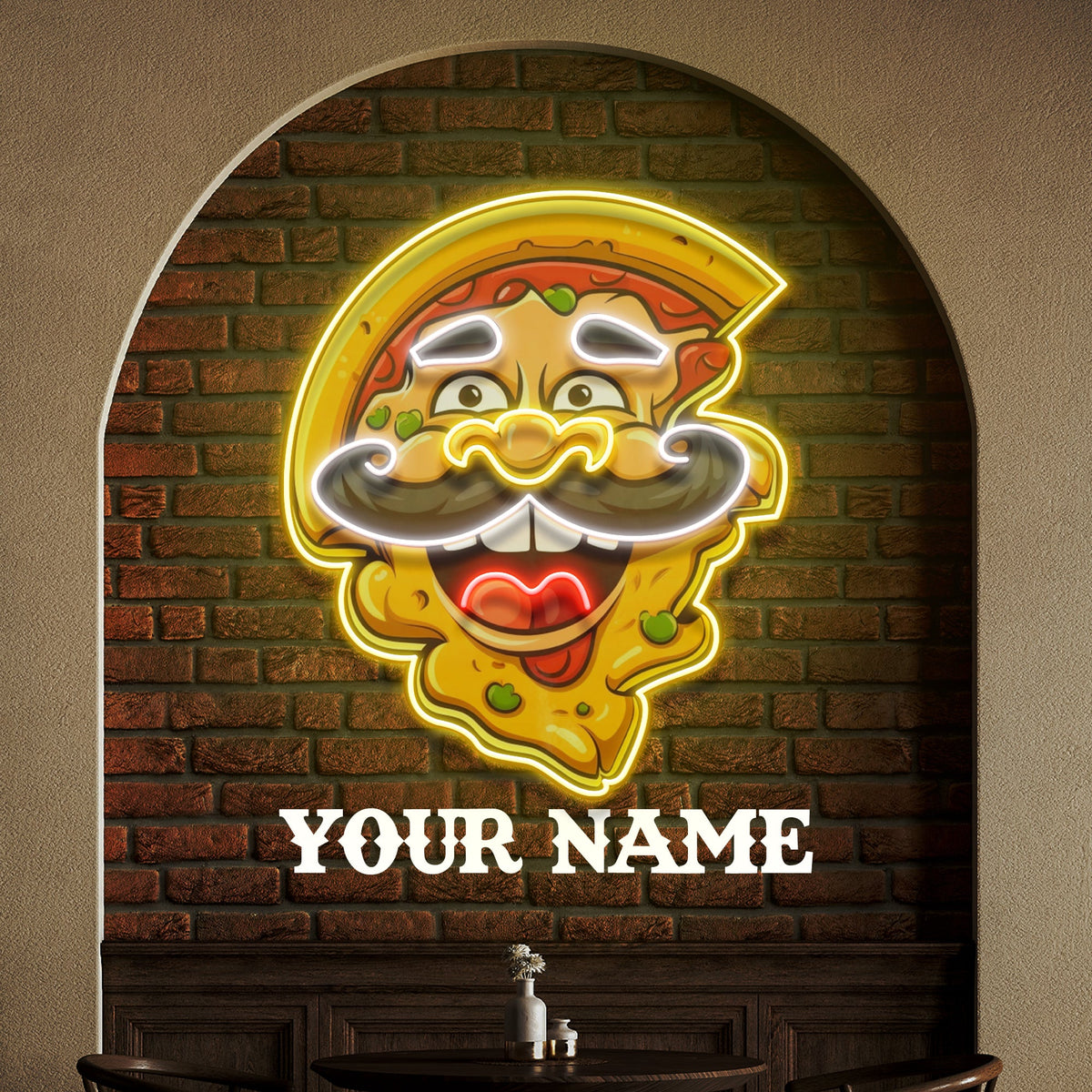 Custom Name Pizza Cartoon Logo Artwork Led Neon Sign Light