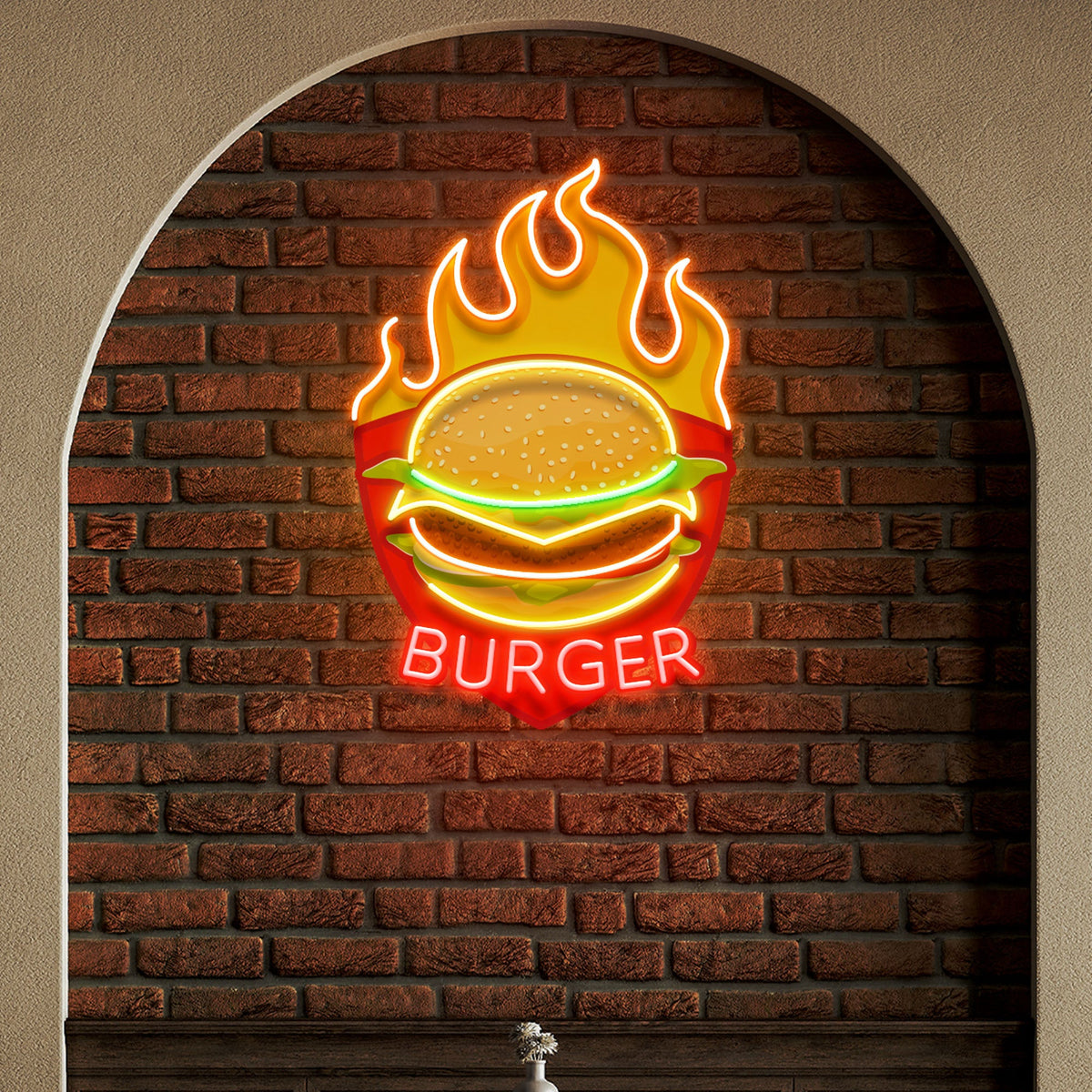 Custom Name Restaurant Fast Food Burger Led Neon Sign Light