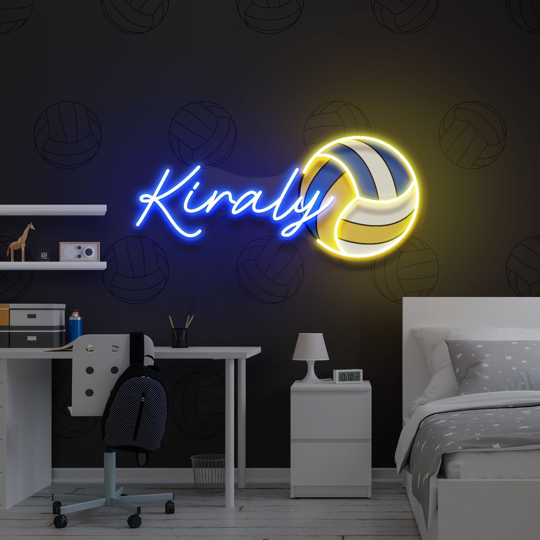 Custom Name Volley Ball Gift For Kids Artwork Led Neon Sign Light