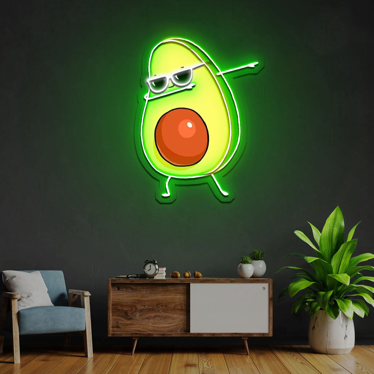 Dabbing Avocado Neon x Acrylic Artwork