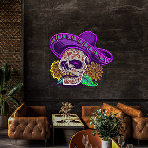 Dia De Muertos Mexican Sugar Skull Artwork Led Neon Sign Light