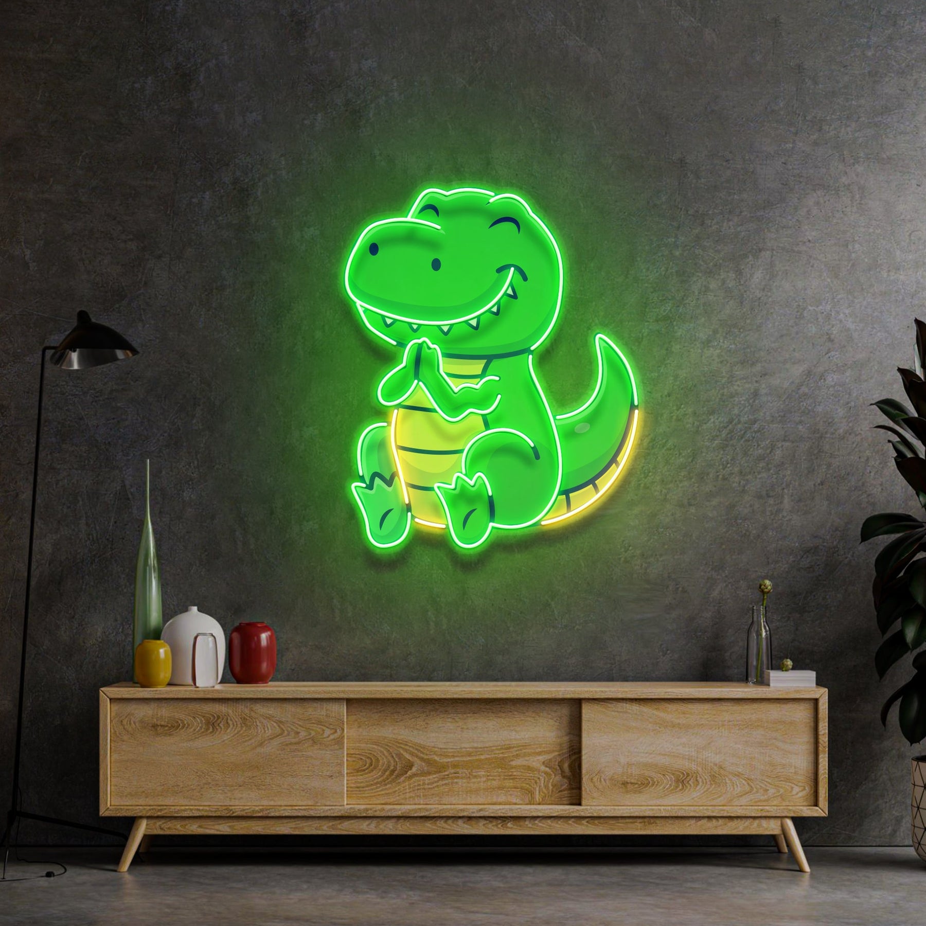 Dinosaur Clapping LED Neon Sign Light Pop Art