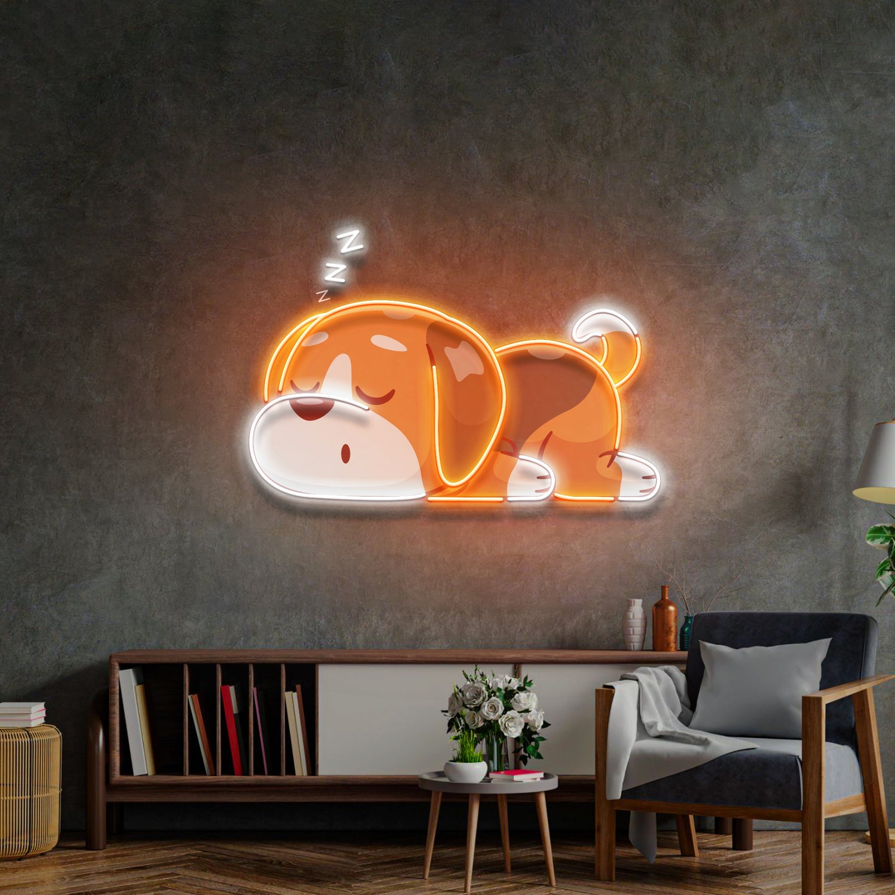 Dog Falling Asleep LED Neon Sign Light Pop Art