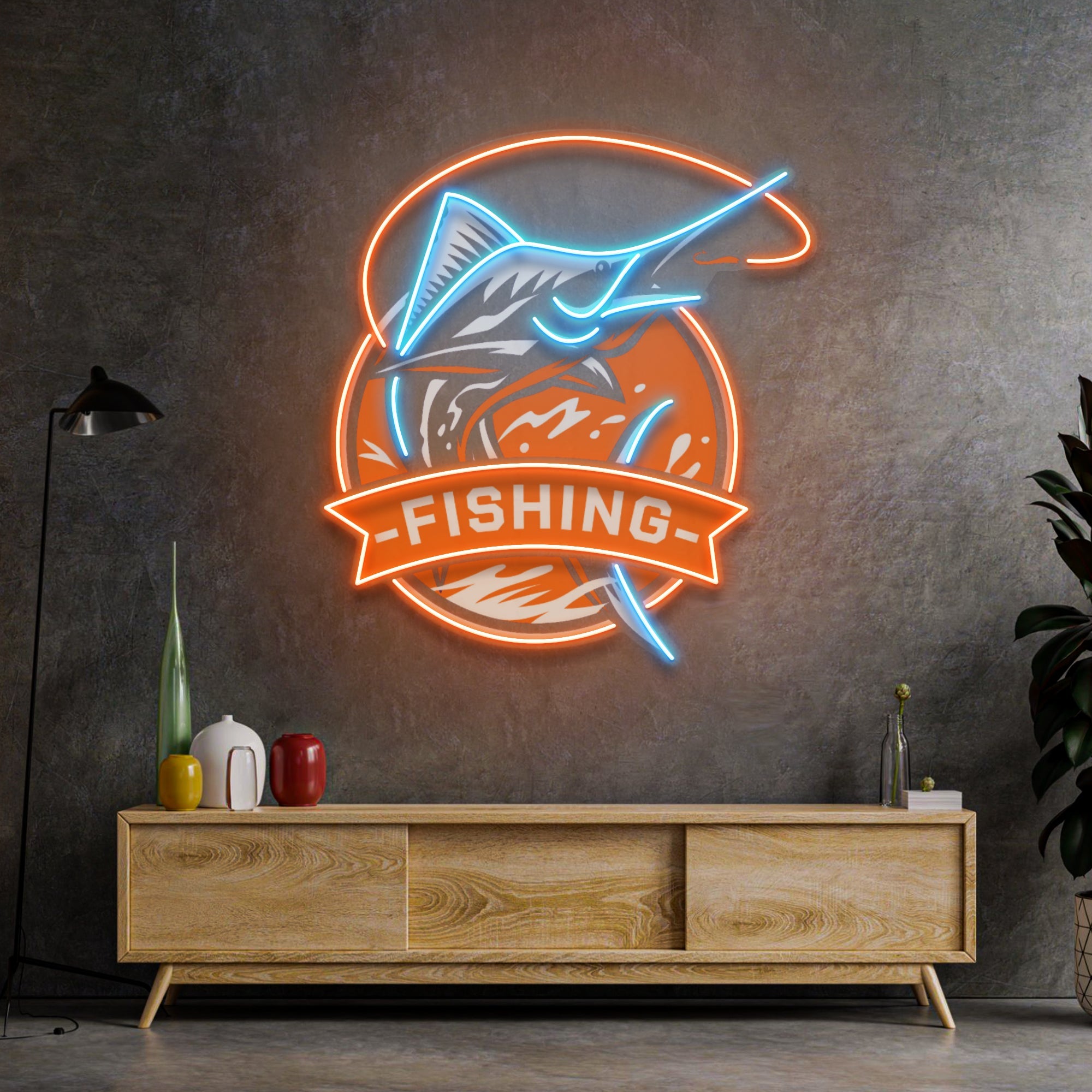 Fishing Logo LED Neon Sign Light Pop Art – Orant Neon