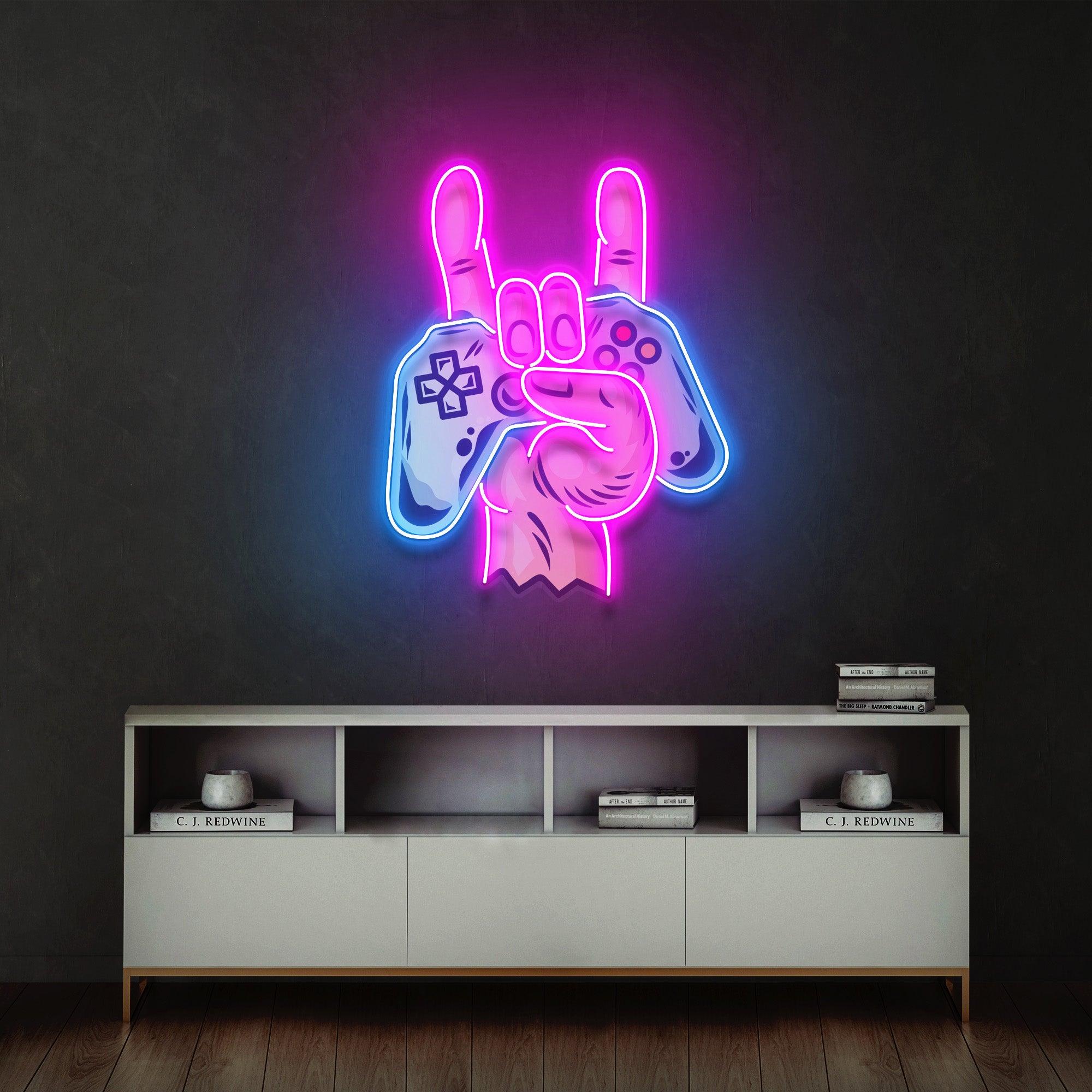 Game Hands Led Neon Acrylic Artwork