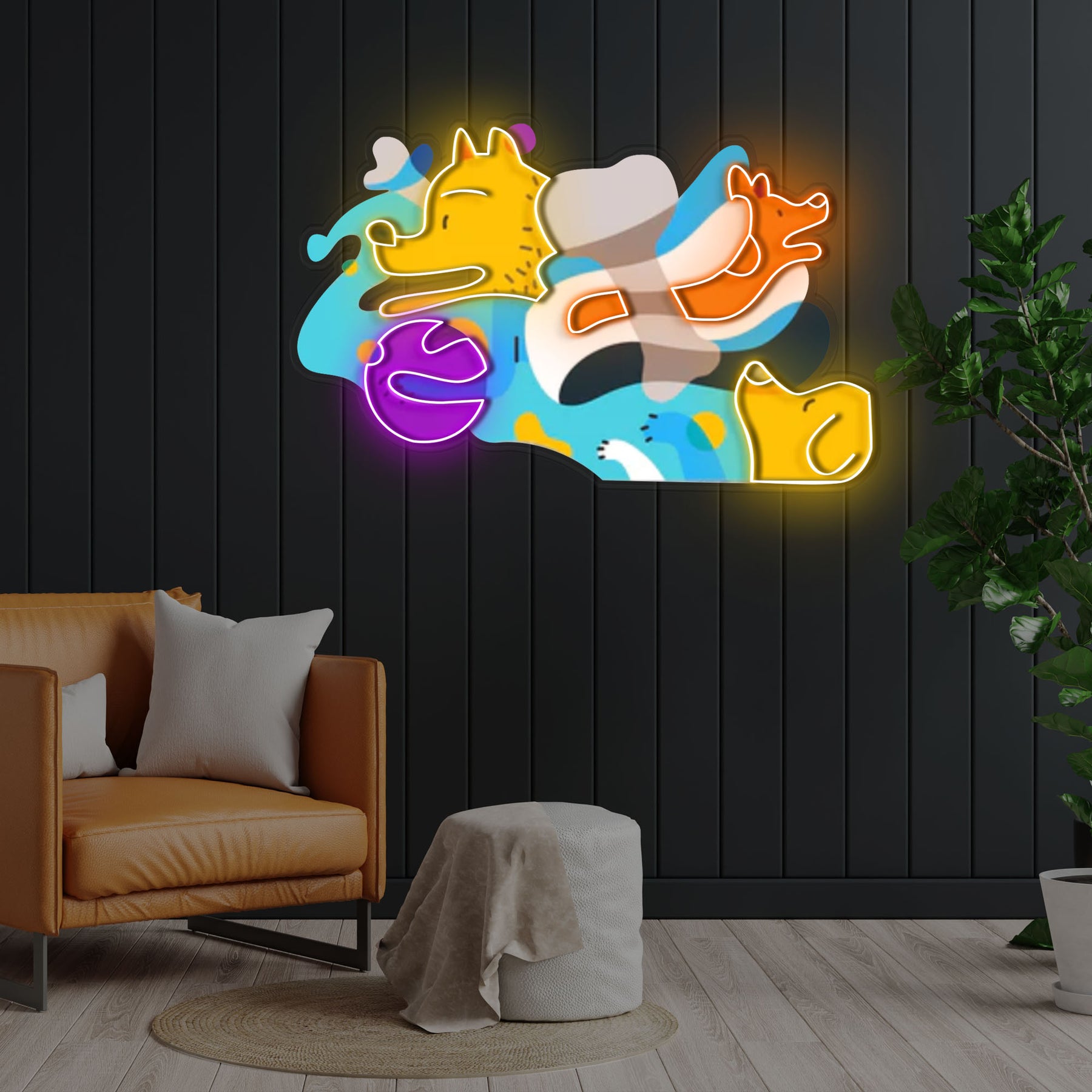 Get inspiration from Picasso Puppies Neon x Acrylic Artwork