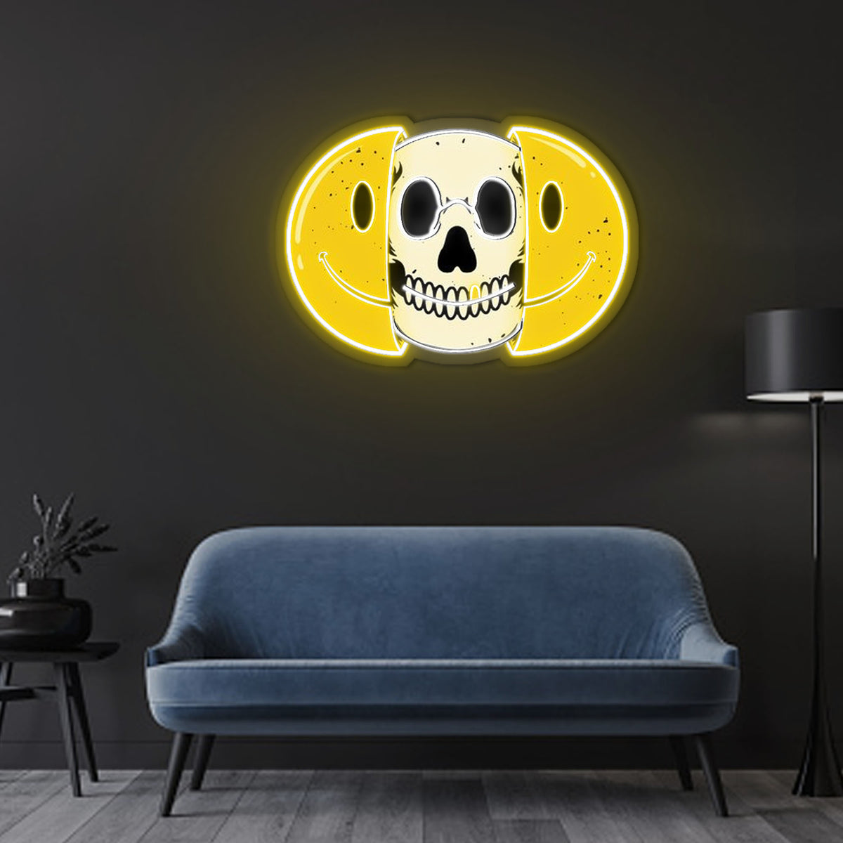 Half Skull Emoticons Neon Sign x Acrylic Artwork