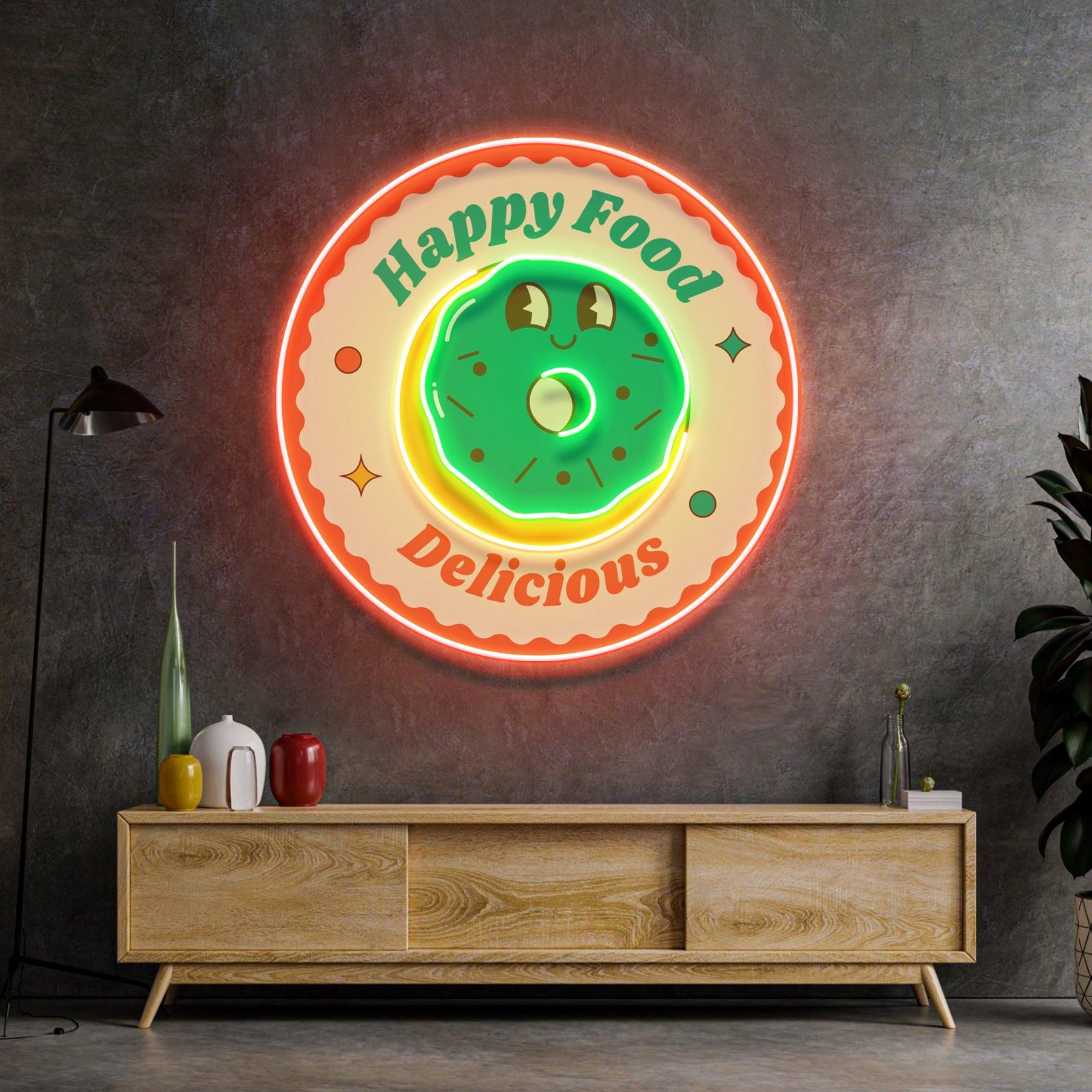 Happy Food Delicious Led Neon Acrylic Artwork