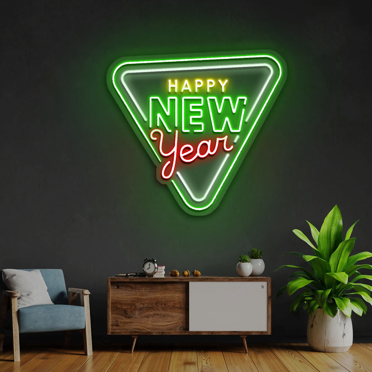 Happy New Year Triangle Neon Sign Led