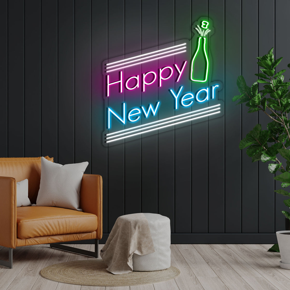 Happy New Year holidays and celebration Neon Sign Led