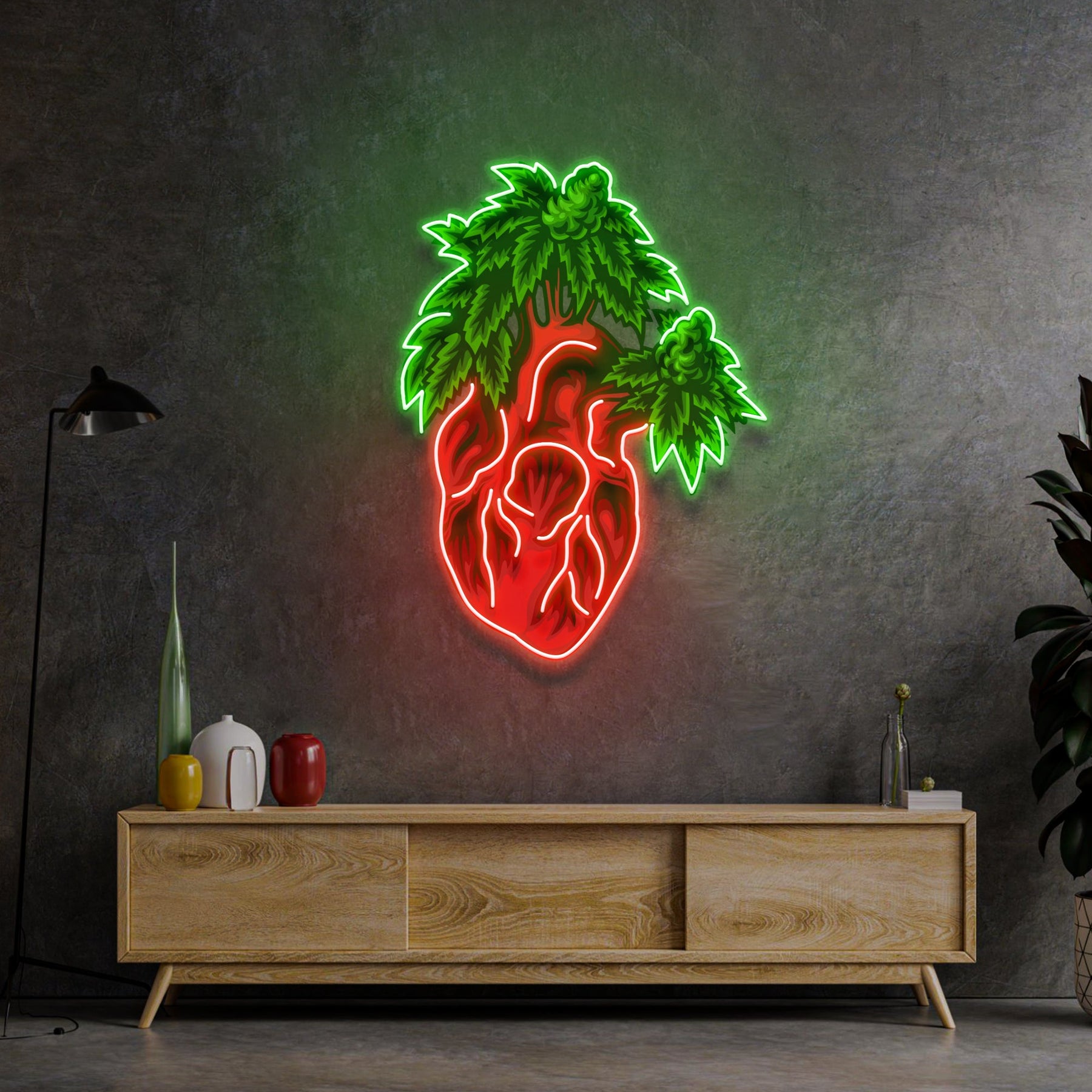 Heart Marijuana LED Neon Sign Light Pop Art