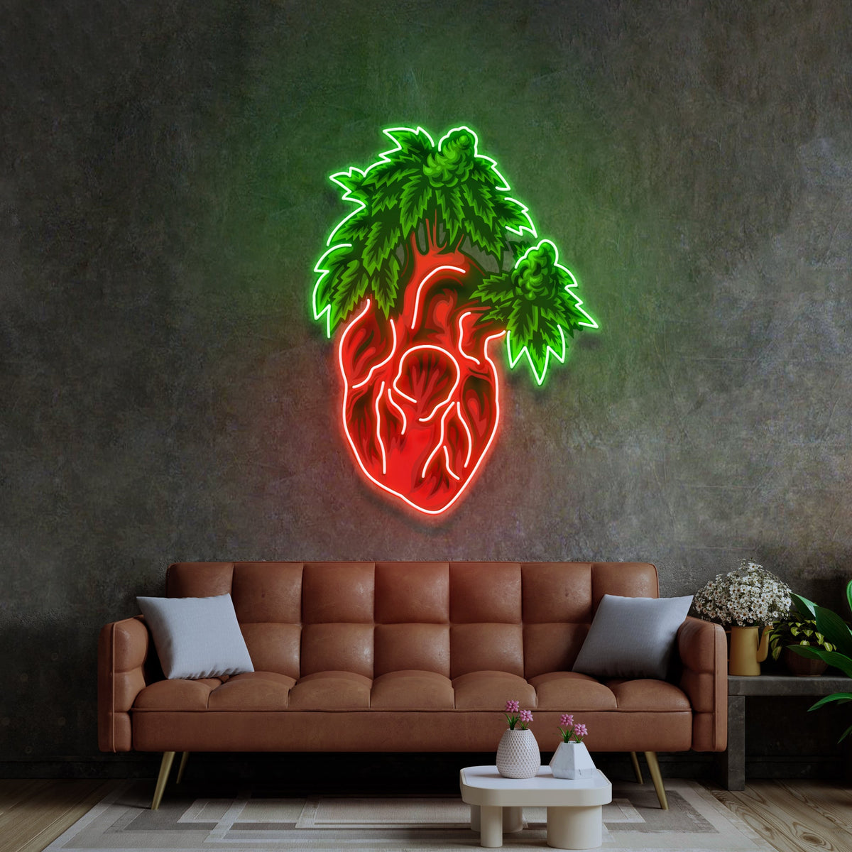 Heart Marijuana LED Neon Sign Light Pop Art