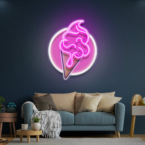 Ice Cream Cartoon Cute Artwork Led Neon Sign Light