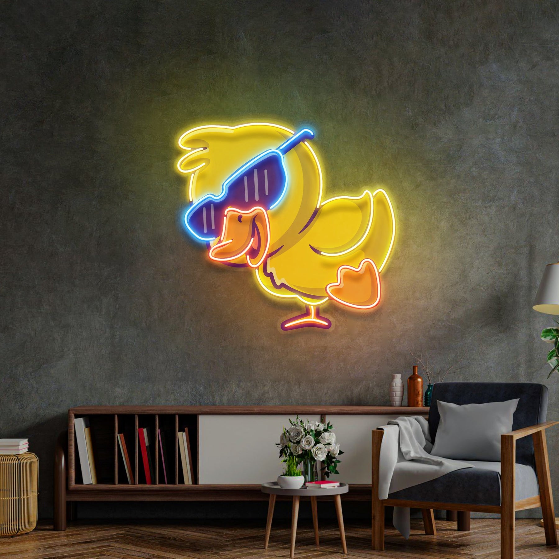 Jolly Duck Jumping LED Neon Sign Light Pop Art