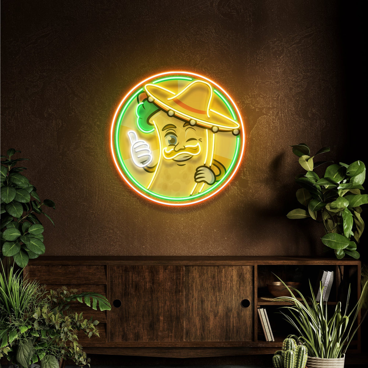 Mexican Burrito Thumbs Up Artwork Led Neon Sign Light