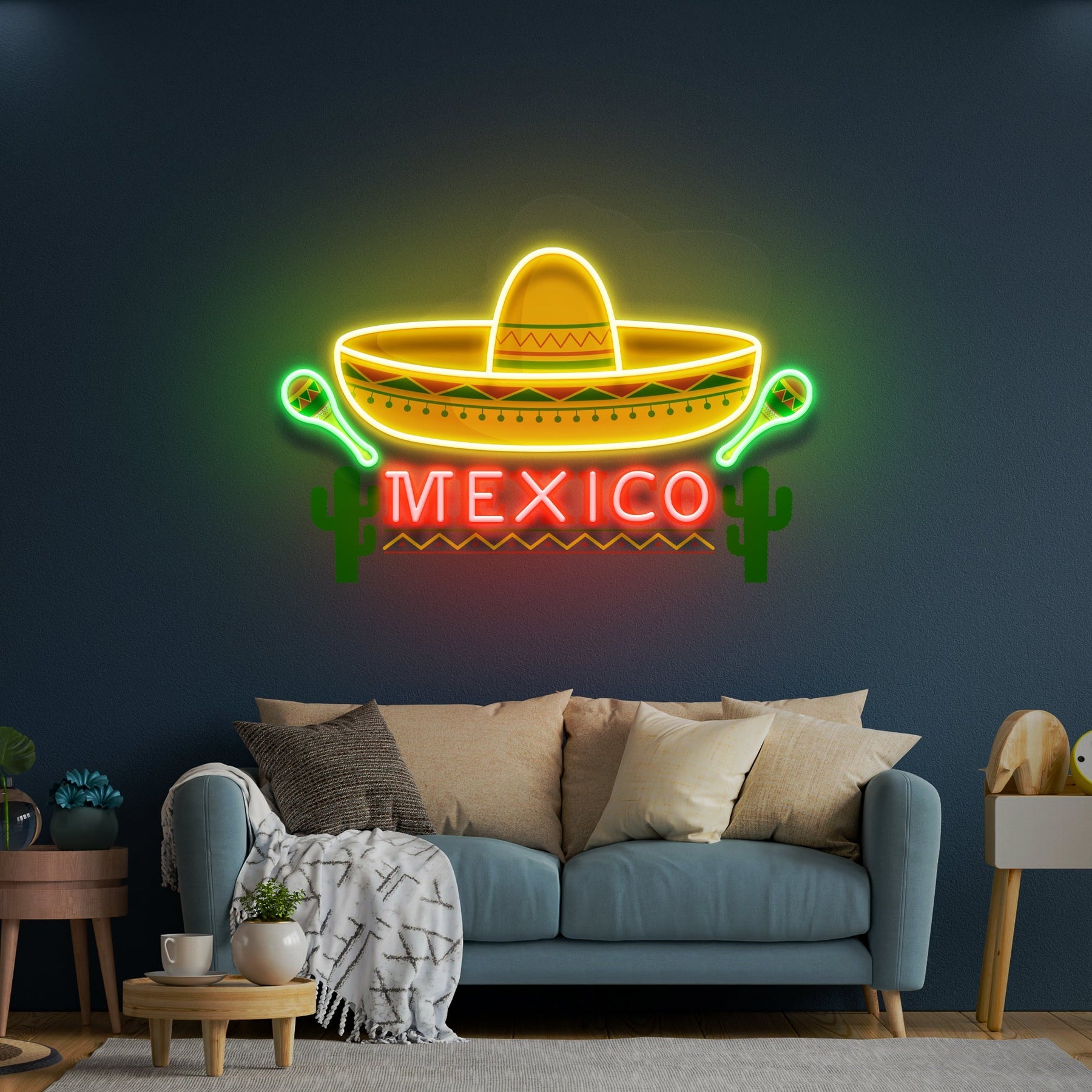 Mexican Hat Logo Sombrero Artwork Led Neon Sign Light