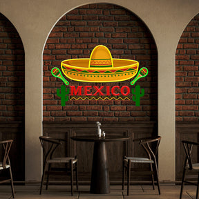 Mexican Hat Logo Sombrero Artwork Led Neon Sign Light