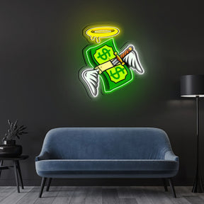 Money Floated Neon Sign x Acrylic Artwork