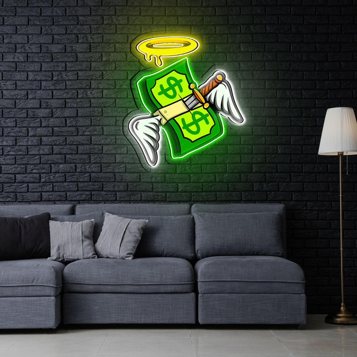 Money Floated Neon Sign x Acrylic Artwork