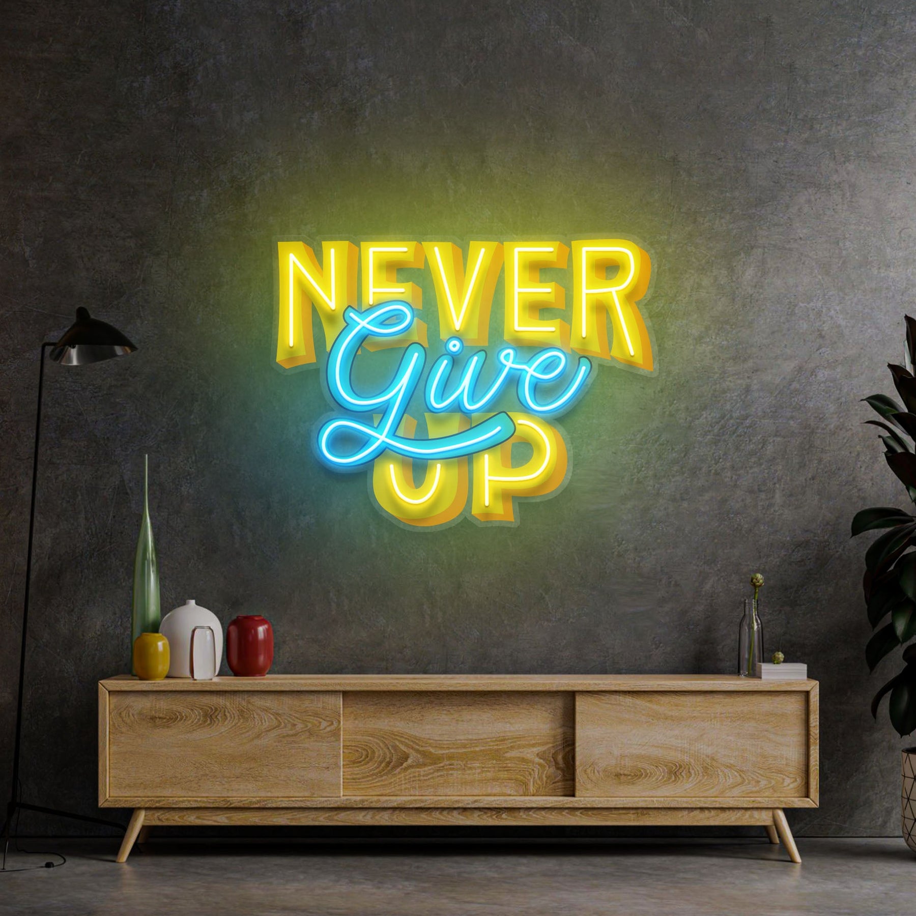 Never Give Up LED Neon Sign Light Pop Art