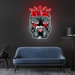 Pitbull In Crown Neon Sign x Acrylic Artwork