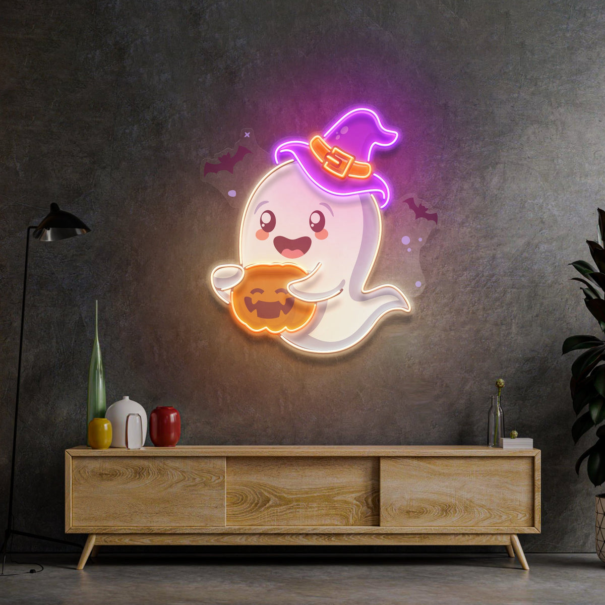 Playful Ghost Floating LED Neon Sign Light Pop Art