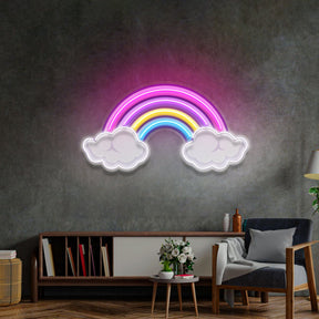 Rainbow Floating on Clouds LED Neon Sign Light Pop Art