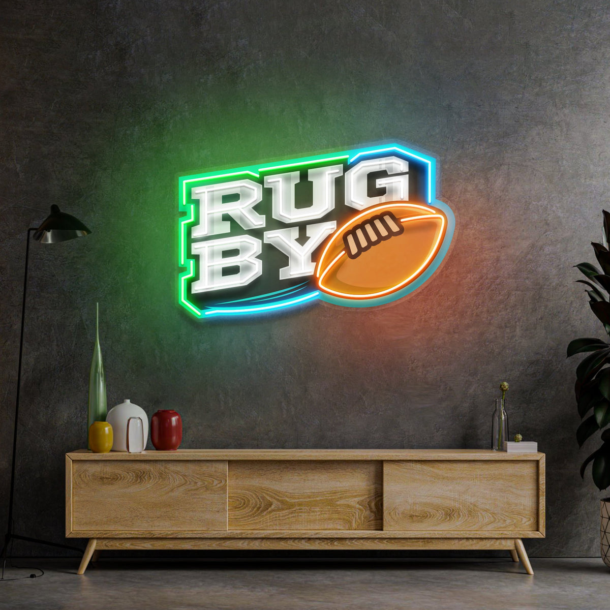 Rugby Ball LED Neon Sign Light Pop Art