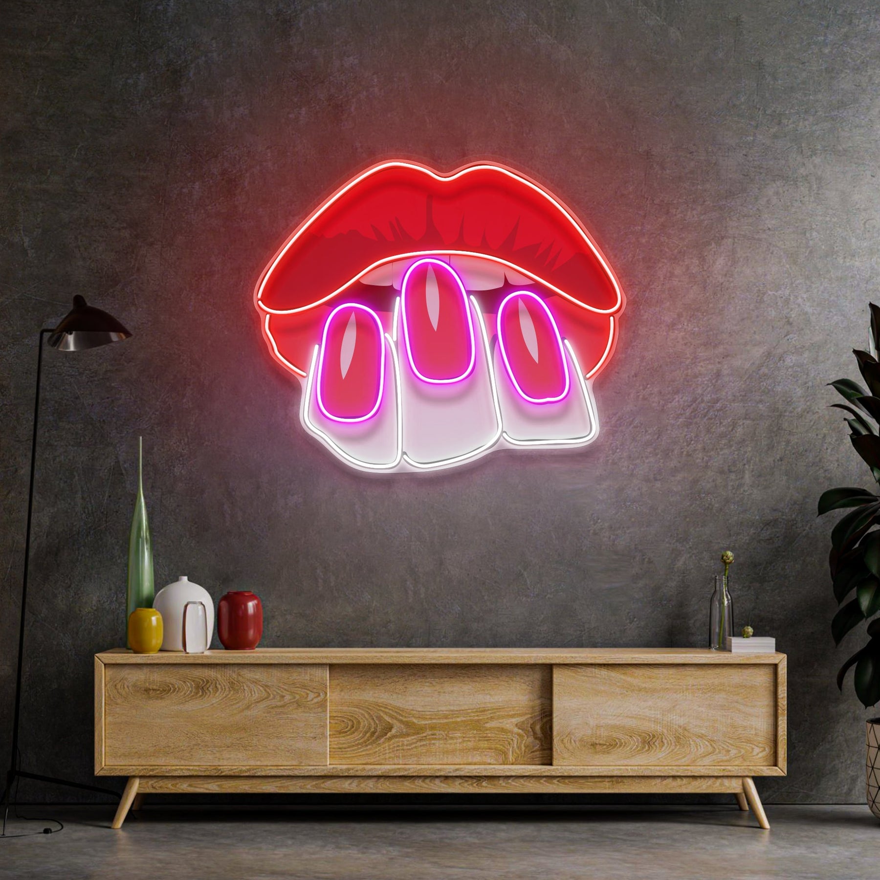 Sexy Hands on Lips LED Neon Sign Light Pop Art