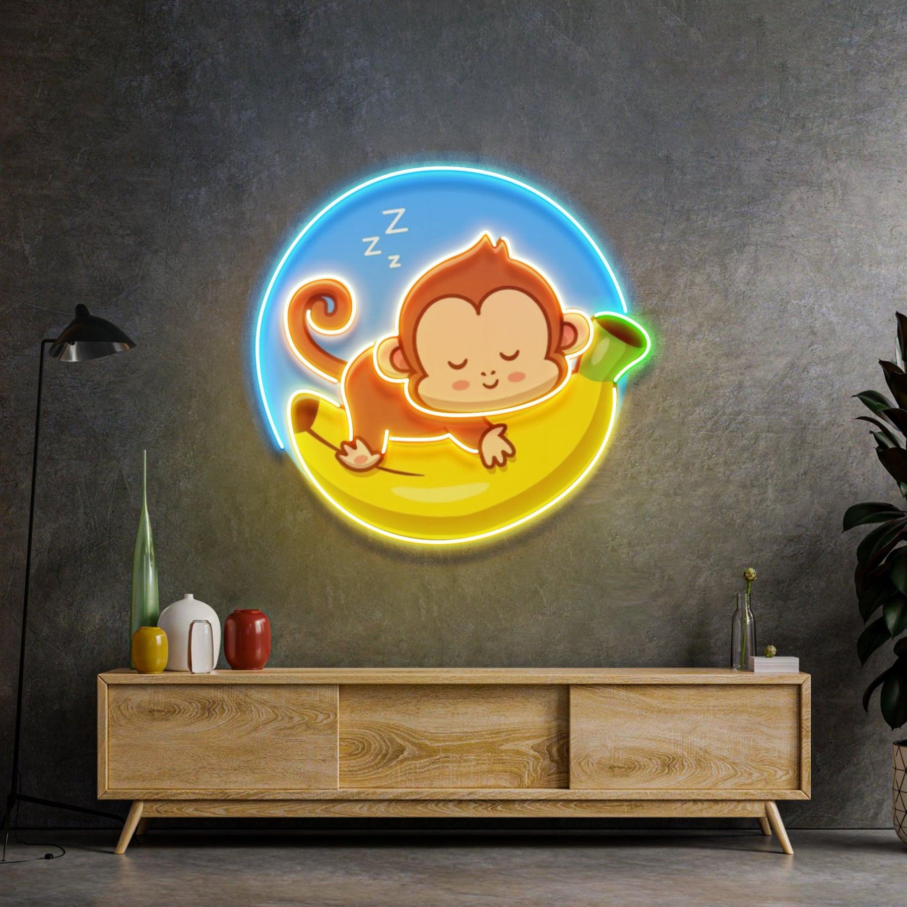 Sleeping Monkey Led Neon Acrylic Artwork