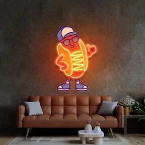 Sportie Hotdog Guy LED Neon Sign Light Pop Art