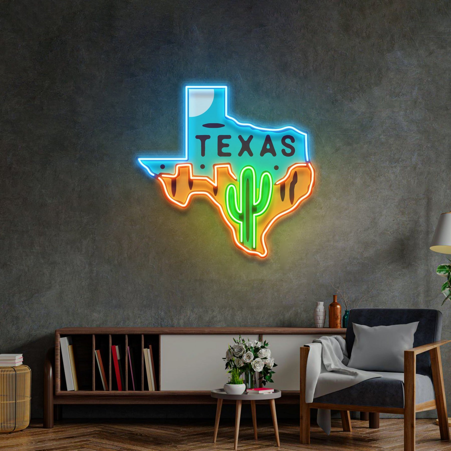 Texas Map LED Neon Sign Light Pop Art
