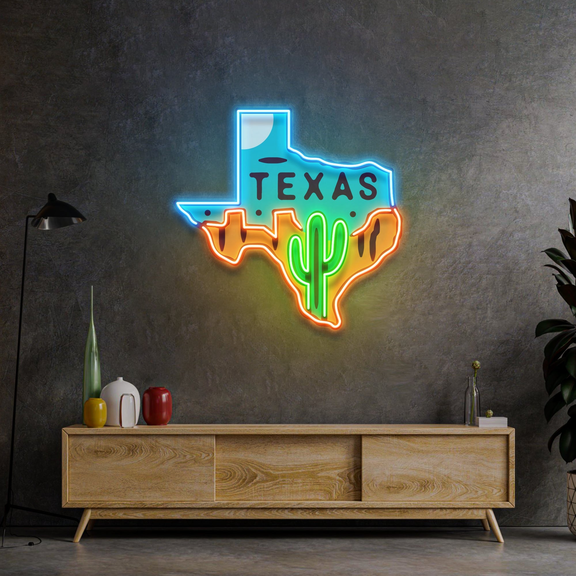 Texas Map LED Neon Sign Light Pop Art