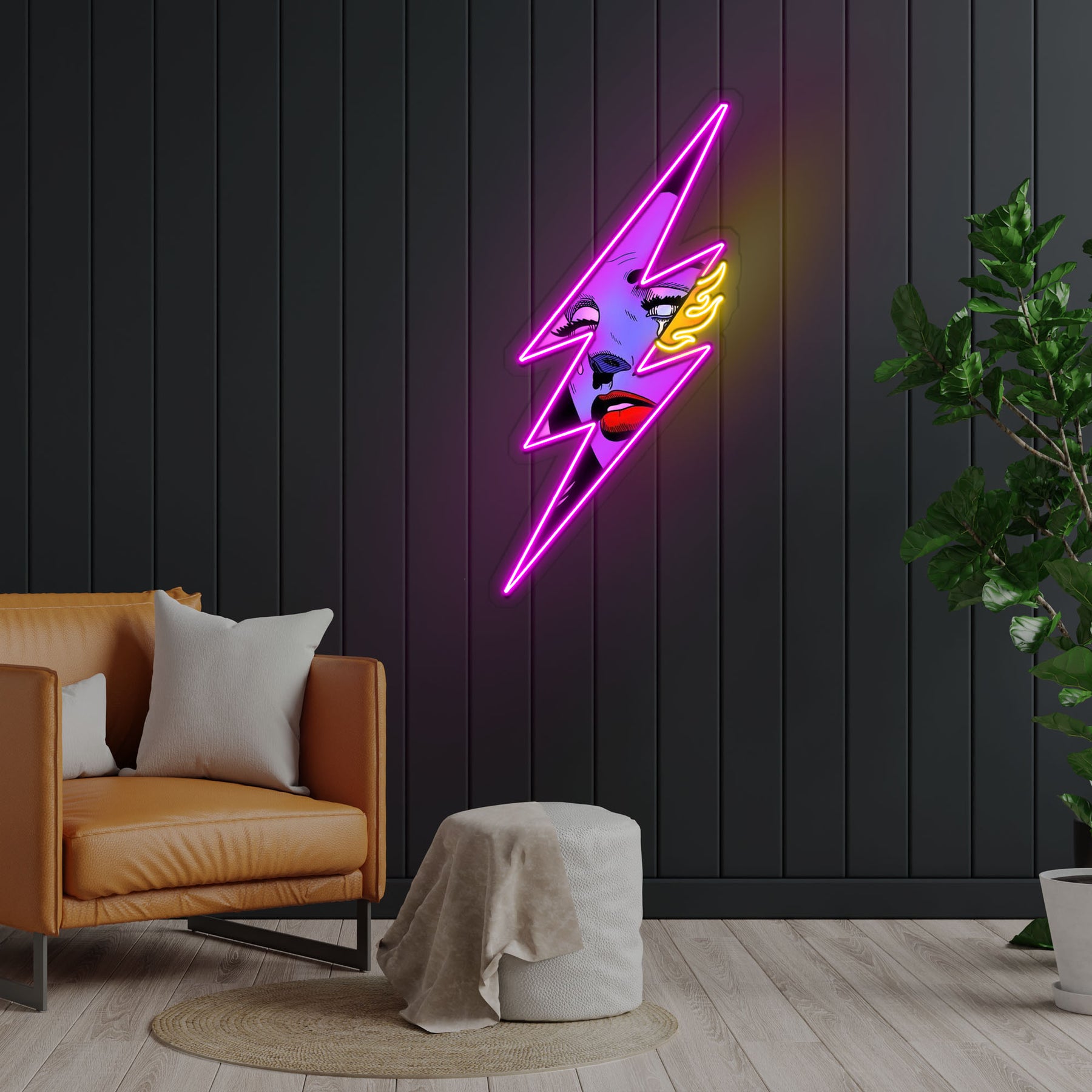 Thunder Girl Neon Sign x Acrylic Artwork