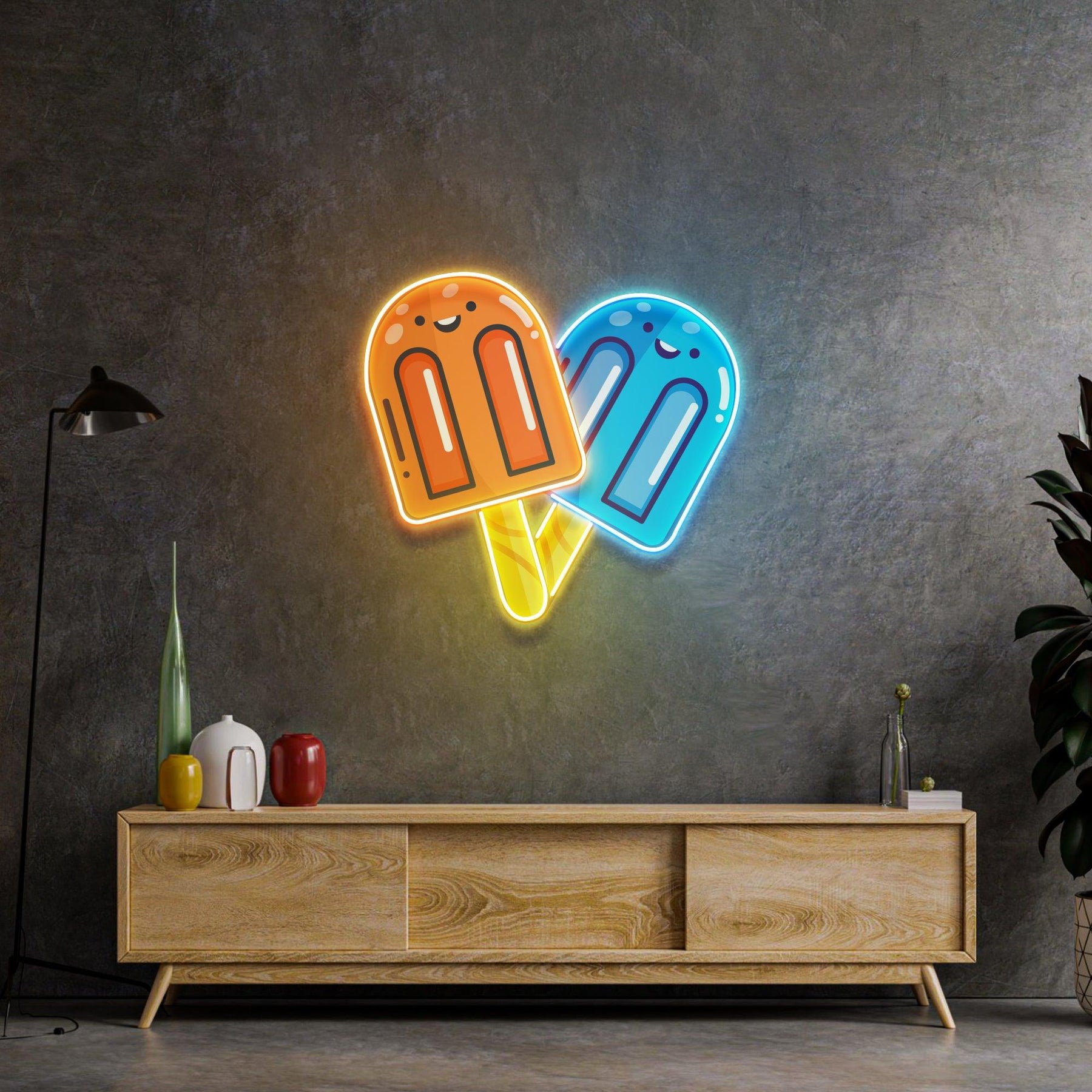Two Popsicles Led Neon Acrylic Artwork