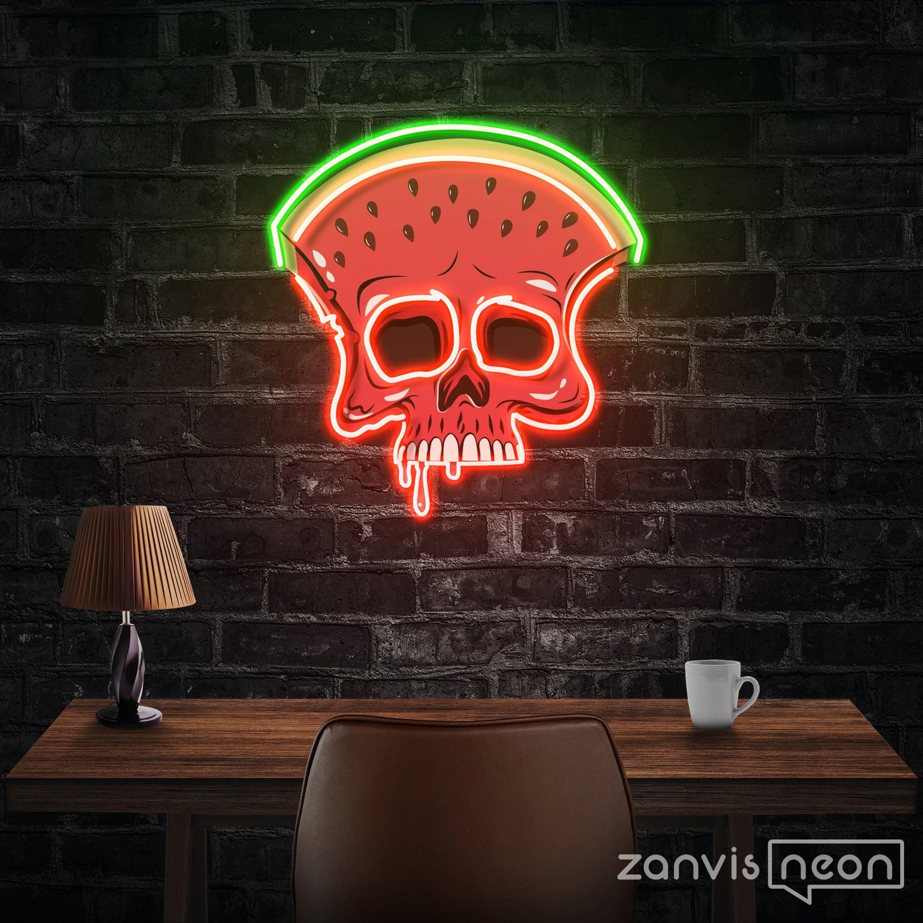 Watermelon Skull Led Neon Acrylic Artwork