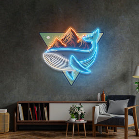 Whale On Mountain Top LED Neon Sign Light Pop Art
