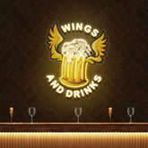 Beer Drinks and Wings Mascot Artwork Led Neon Sign Light