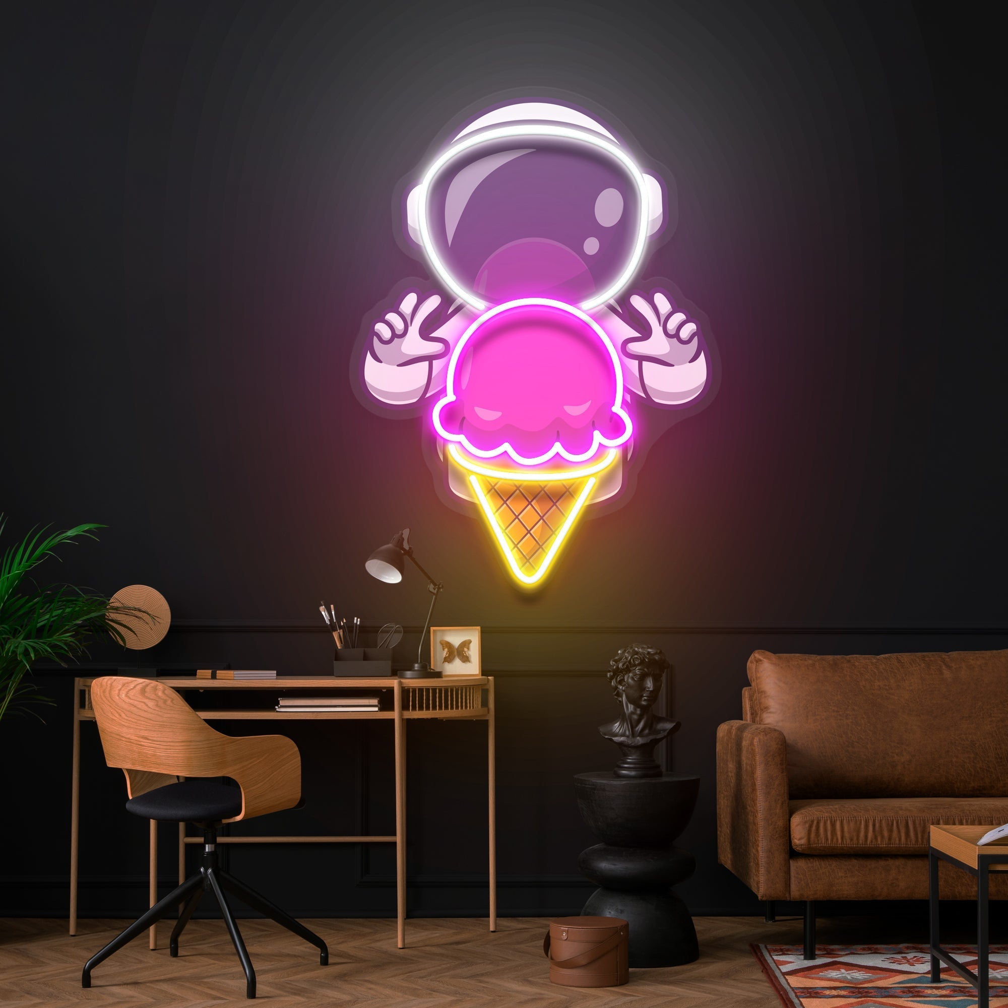 Astronaut Ice Cream Art work Led Neon Sign Light