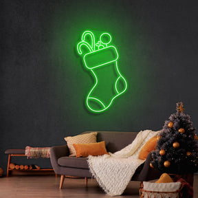 Candy With Christmas Sock Neon Sign