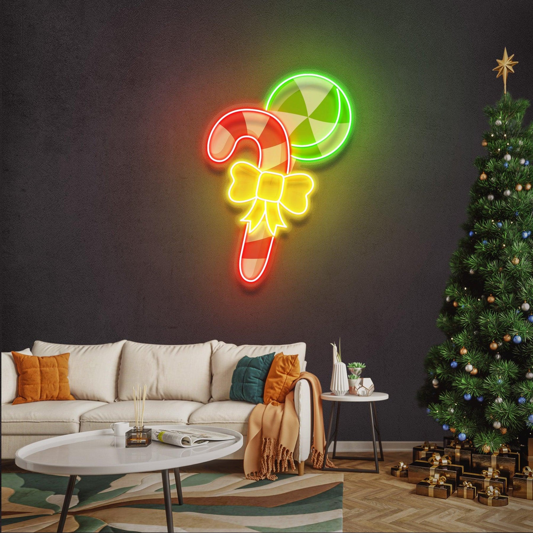 Christmas Candy Cane Neon Sign