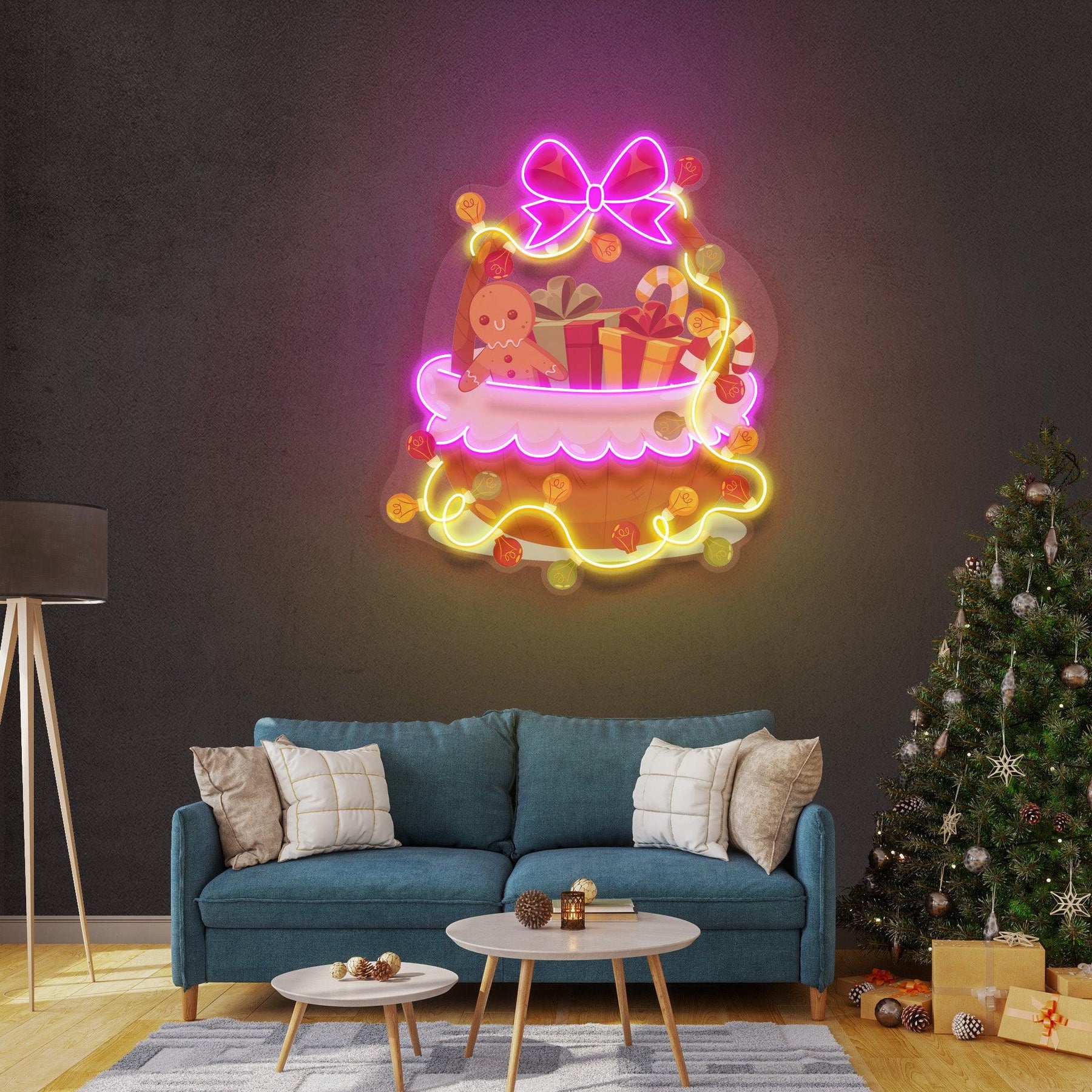 Christmas Gift Basket Neon Sign