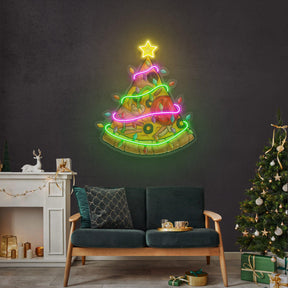 Christmas Pizza Tree Neon Sign