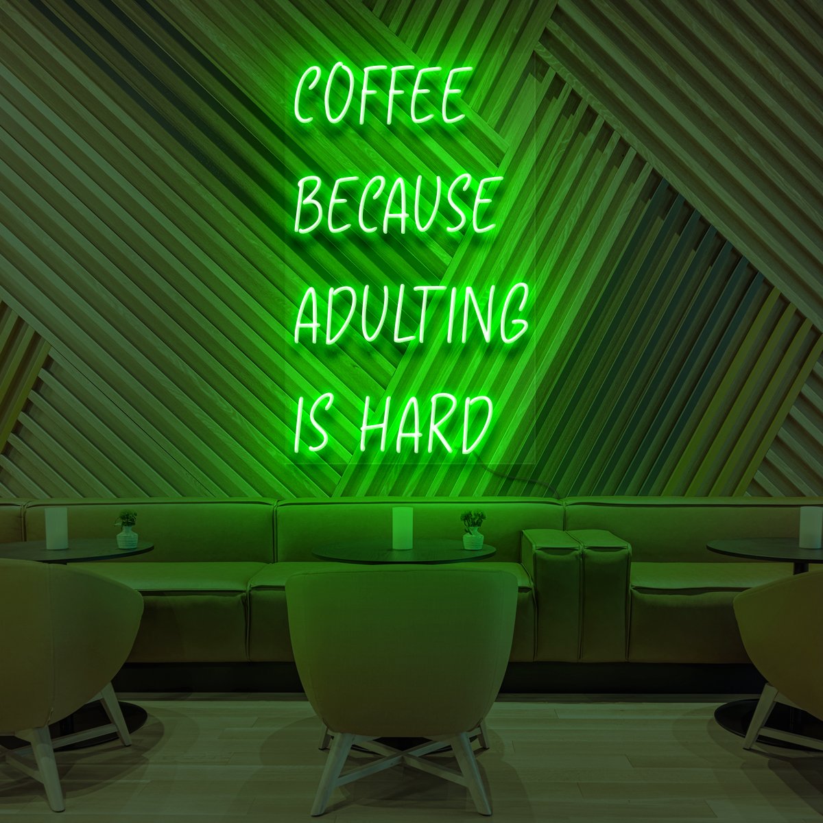 "Coffee, Because Adulting is Hard" Neon Sign for Cafés