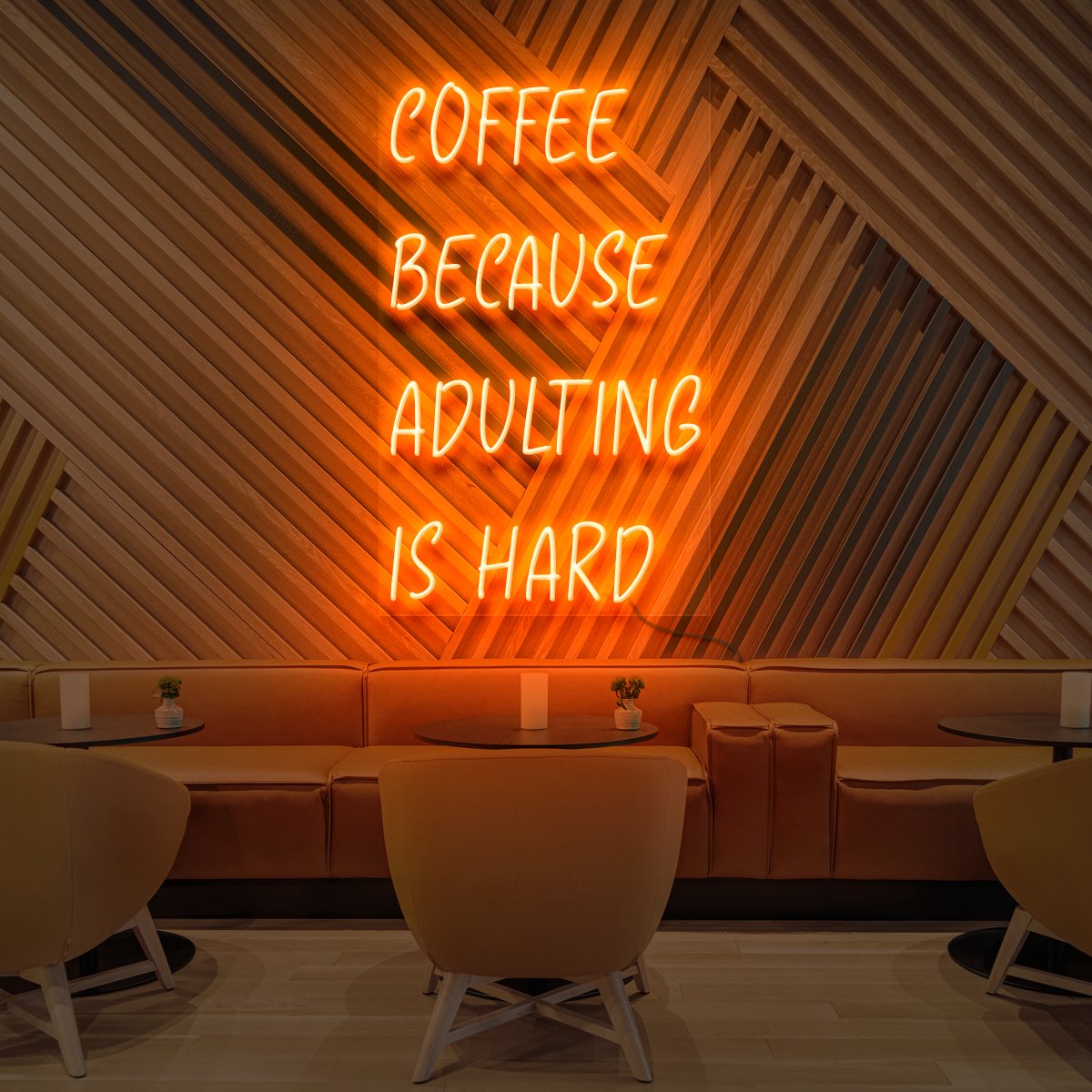 "Coffee, Because Adulting is Hard" Neon Sign for Cafés