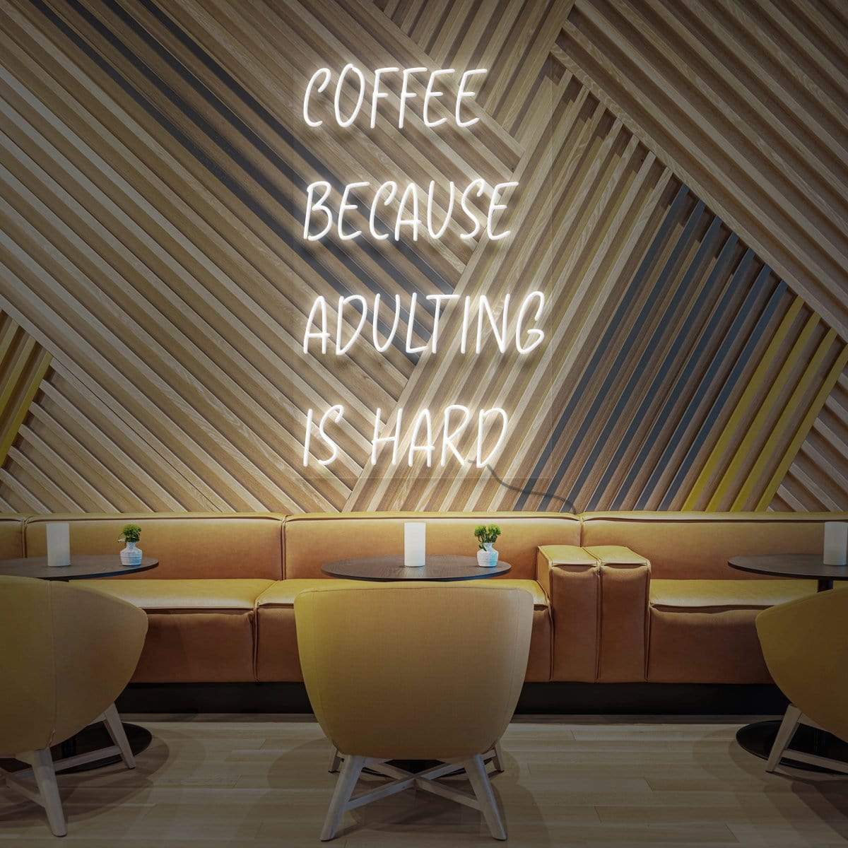 "Coffee, Because Adulting is Hard" Neon Sign for Cafés