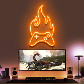 "Controller On Fire" Gaming Neon Sign